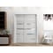 Sartodoors Sliding French Dbl Pocket Doors, 84 x 96in, Light Grey Oak W/ Frosted Glass, Kit Trims Rail Hardware QUADRO4445DP-OAK-8496 - alternate 4